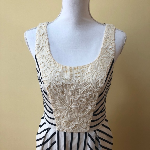 Anthropologie Maeve Chessia Dress Navy White 8 - Picture 4 of 8